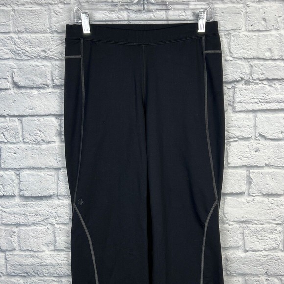 Athleta Women Black Stripe Bettona Bootcut Yoga Stretch Nylon Pants 41151 Medium - Picture 4 of 14